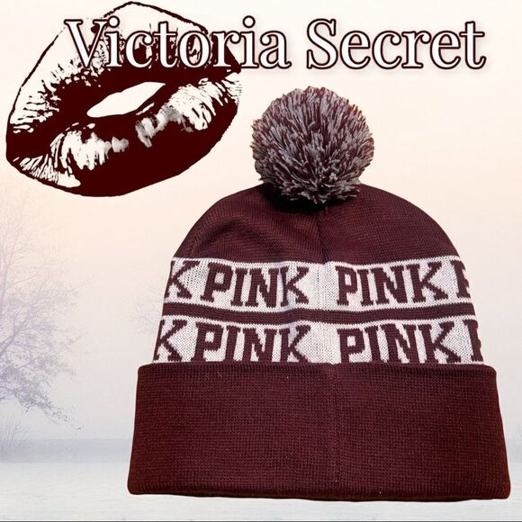 Victoria Secret PINK Burgundy Beanie - Picture 1 of 4